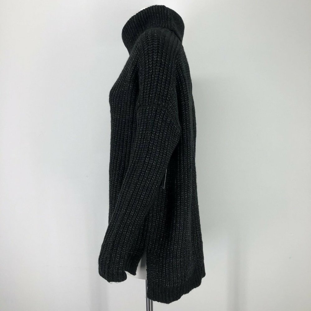 Time & Tru Womens Cowl Neck Sweater Black Heathered Longline Relaxed Fit Casual - Picture 4 of 12